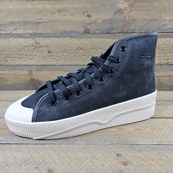 adidas Nizza 2 Lea Men's Originals Leather High Tops Carbon/ White - Picture 3 of 12